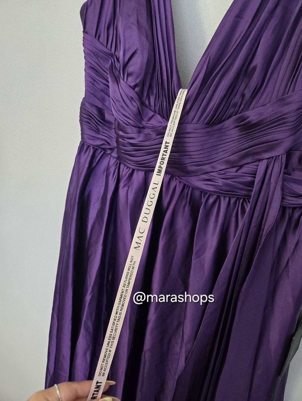 Ieena for Mac Duggal Purple Ruched Top Satin Pleated Tea Length Dress - Picture 4 of 11